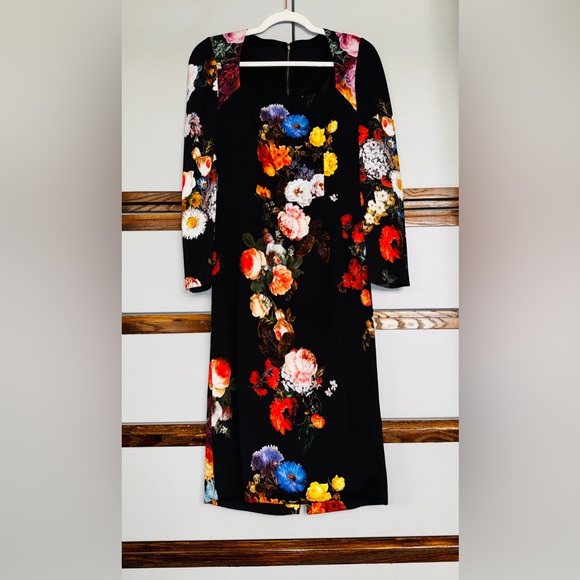 Fall 2012 🌹 Dolce & Gabbana Baroque Art Black Floral Sheath Dress Size IT38 XS - Picture 7 of 13